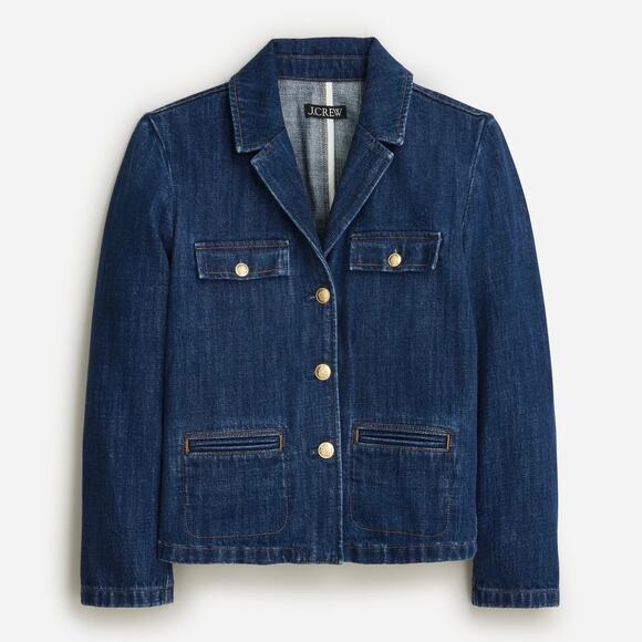 NWT J. Crew Denim Blazer-Jacket in Resin Wash Size 0 - Picture 1 of 7